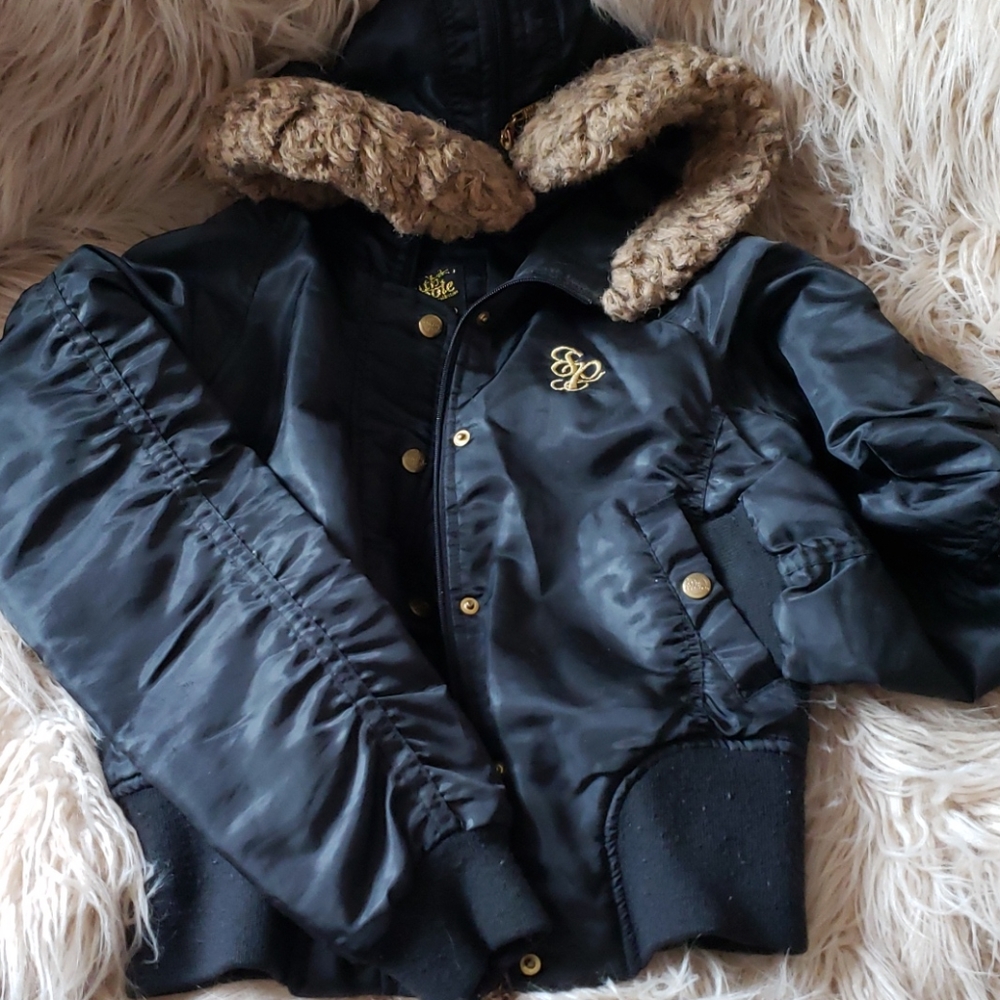 South Pole Faux Fur Bomber Style Jacket Large